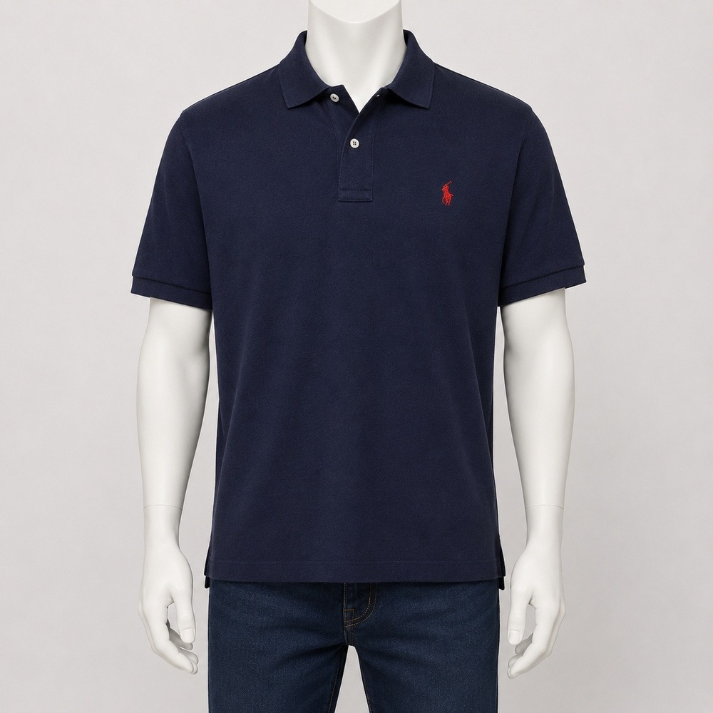 Polo Ralph Lauren Mens Heather Blue Heathered Cotton Short Sleeve Polo Shirt L